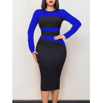 New Fashion Commuter OL Color Matching Hip Dress