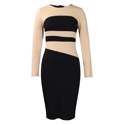 New Fashion Commuter OL Color Matching Hip Dress 02