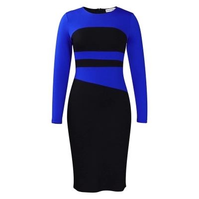 New Fashion Commuter OL Color Matching Hip Dress 01
