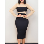 New Fashion Commuter OL Color Matching Hip Dress