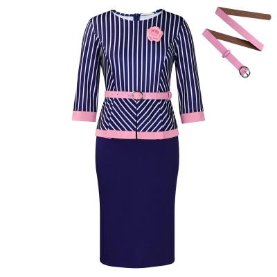 New Fashion OL Commuting Hip-Wrapped Patchwork Dress 01