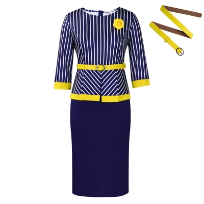 New Fashion OL Commuting Hip-Wrapped Patchwork Dress 02