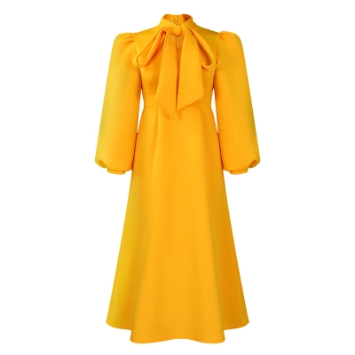 New Style Tie Puff Sleeves Big Skirt Dress 02