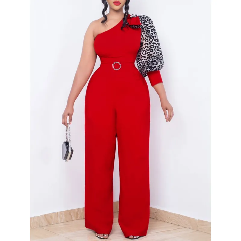 Off-Shoulder Sexy Waist Wide-Leg Jumpsuit