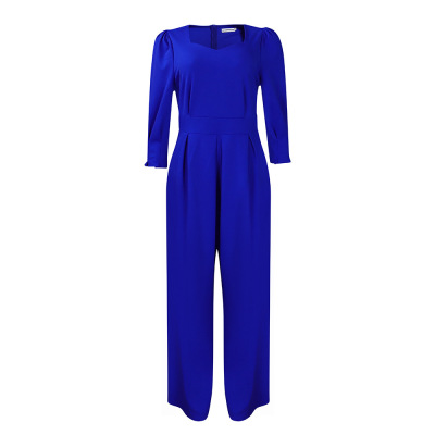 Winter Long-Sleeved Solid Color Loose Wide-Leg Straight Jumpsuit 01