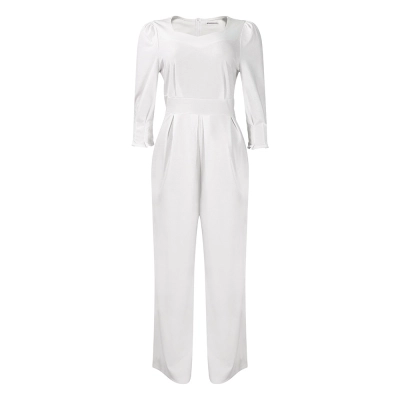 Winter Long-Sleeved Solid Color Loose Wide-Leg Straight Jumpsuit 02