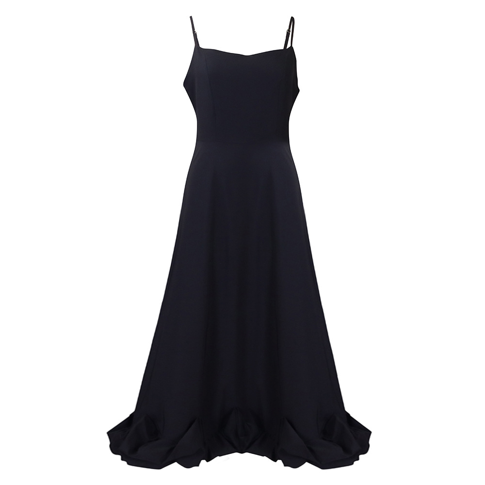 A-Line Evening Dress With Long Skirt And Suspenders