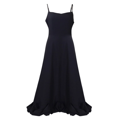 A-Line Evening Dress With Long Skirt And Suspenders 02