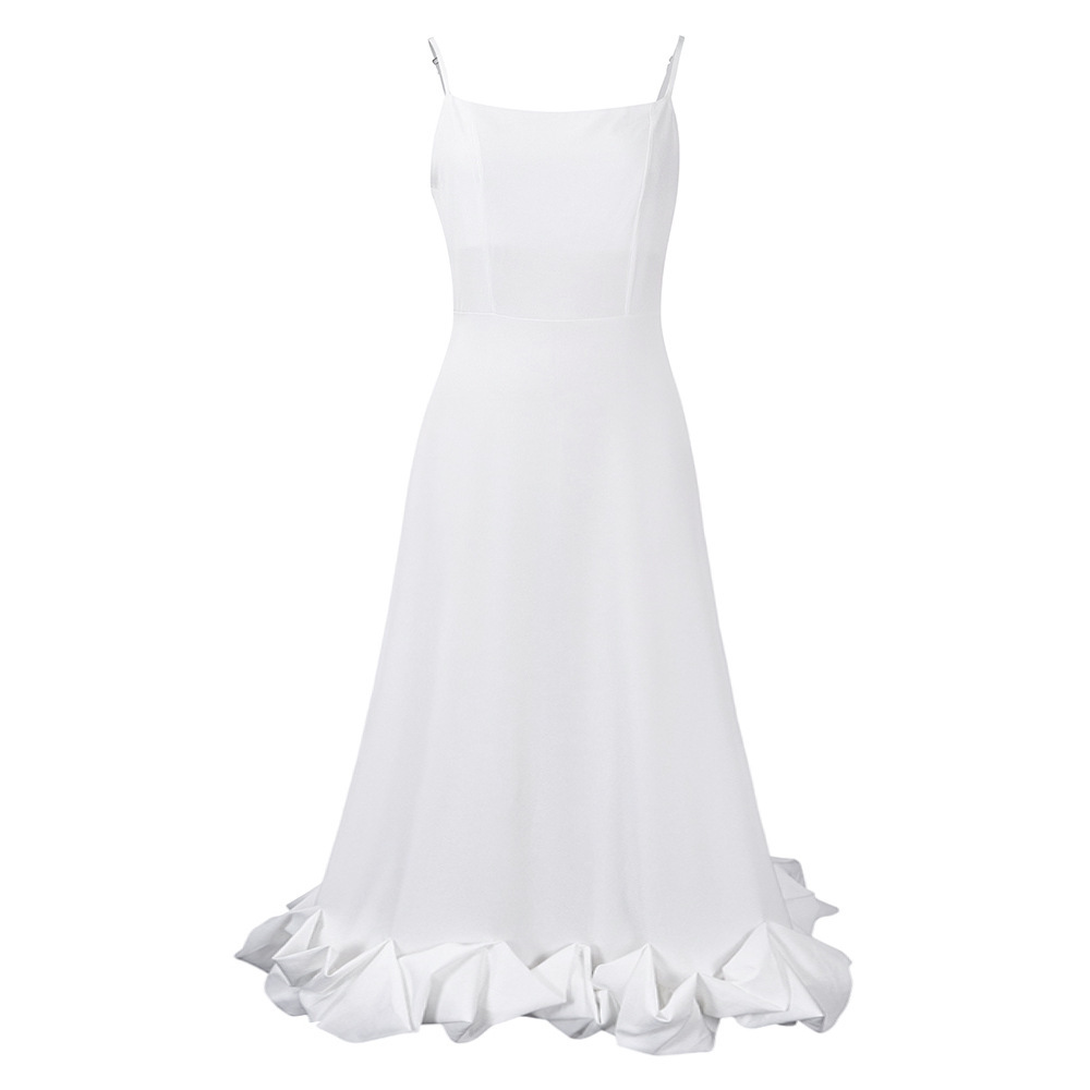 A-Line Evening Dress With Long Skirt And Suspenders