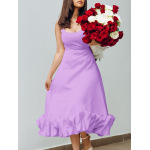 A-Line Evening Dress With Long Skirt And Suspenders