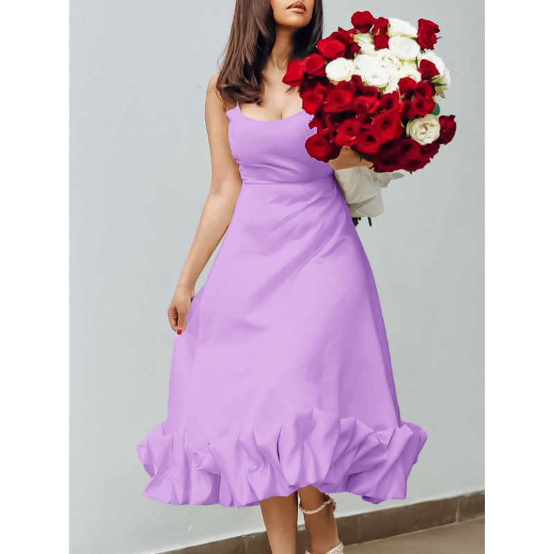 A-Line Evening Dress With Long Skirt And Suspenders