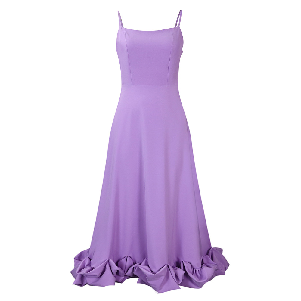A-Line Evening Dress With Long Skirt And Suspenders
