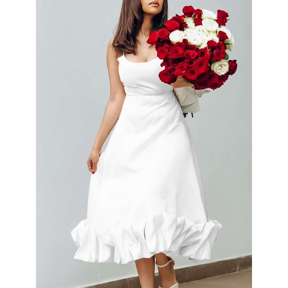 A-Line Evening Dress With Long Skirt And Suspenders