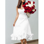 A-Line Evening Dress With Long Skirt And Suspenders