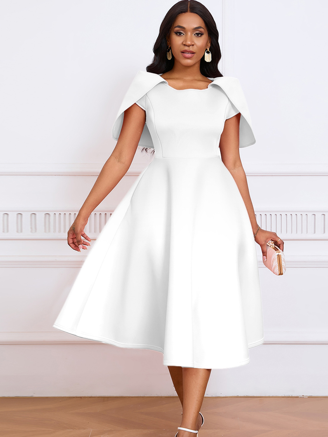 Celebrity Banquet Party Big Swing Dress Cape Dress