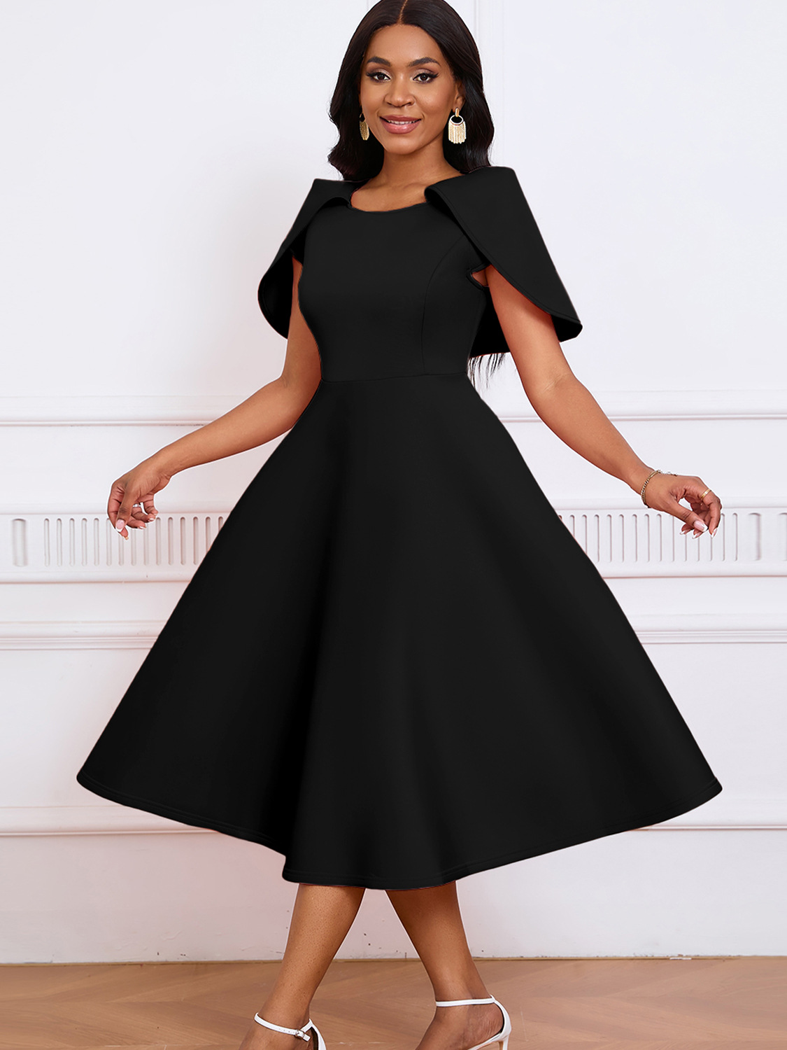 Celebrity Banquet Party Big Swing Dress Cape Dress