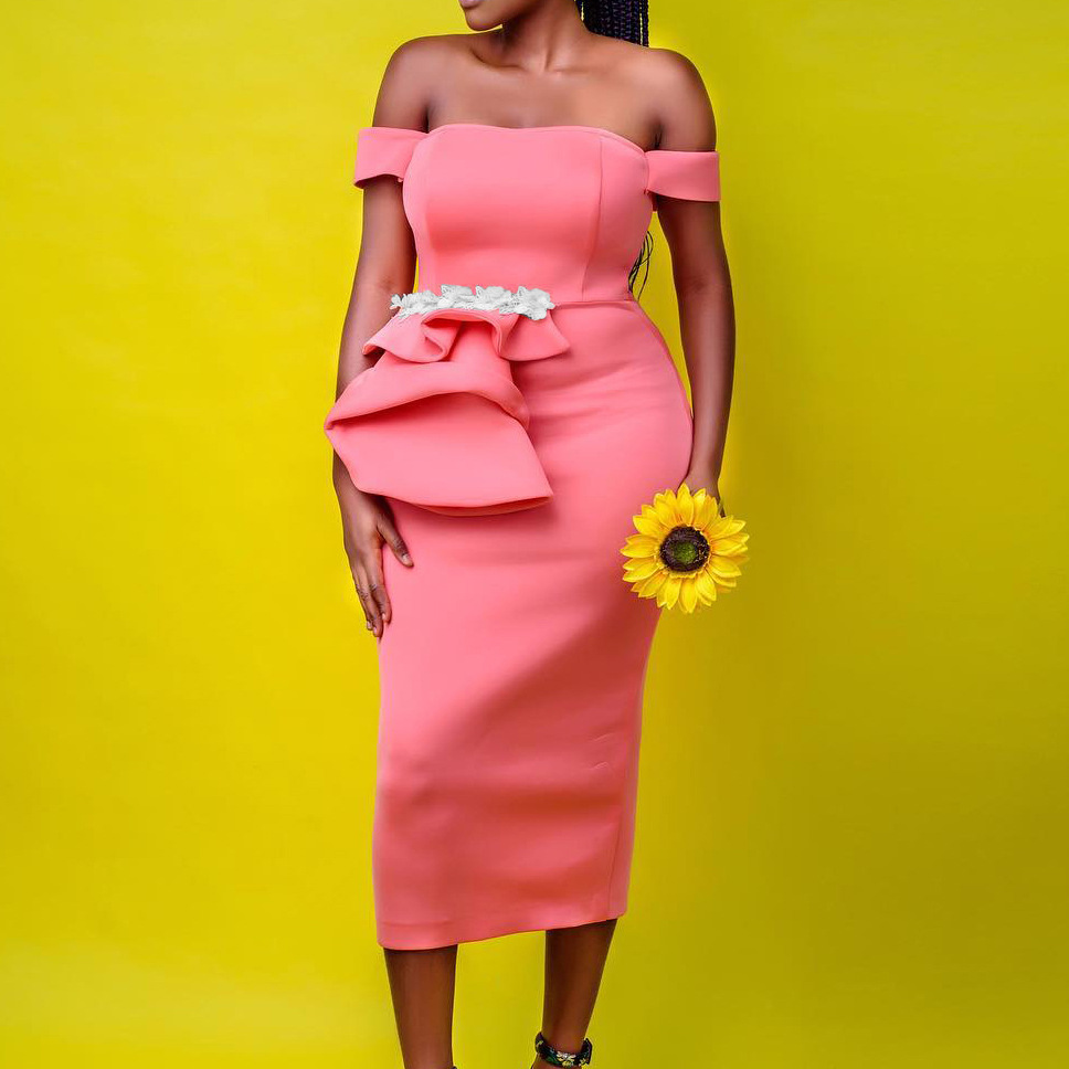 Elegant And Sexy Strapless Off-Shoulder Celebrity Dress