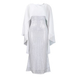 Fashion Chiffon Cape Sequin Hip Dress
