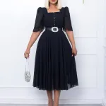 Fashionable Splicing Chiffon Beaded Lady Dress