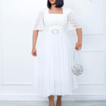 Fashionable Splicing Chiffon Beaded Lady Dress