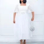 Fashionable Splicing Chiffon Beaded Lady Dress