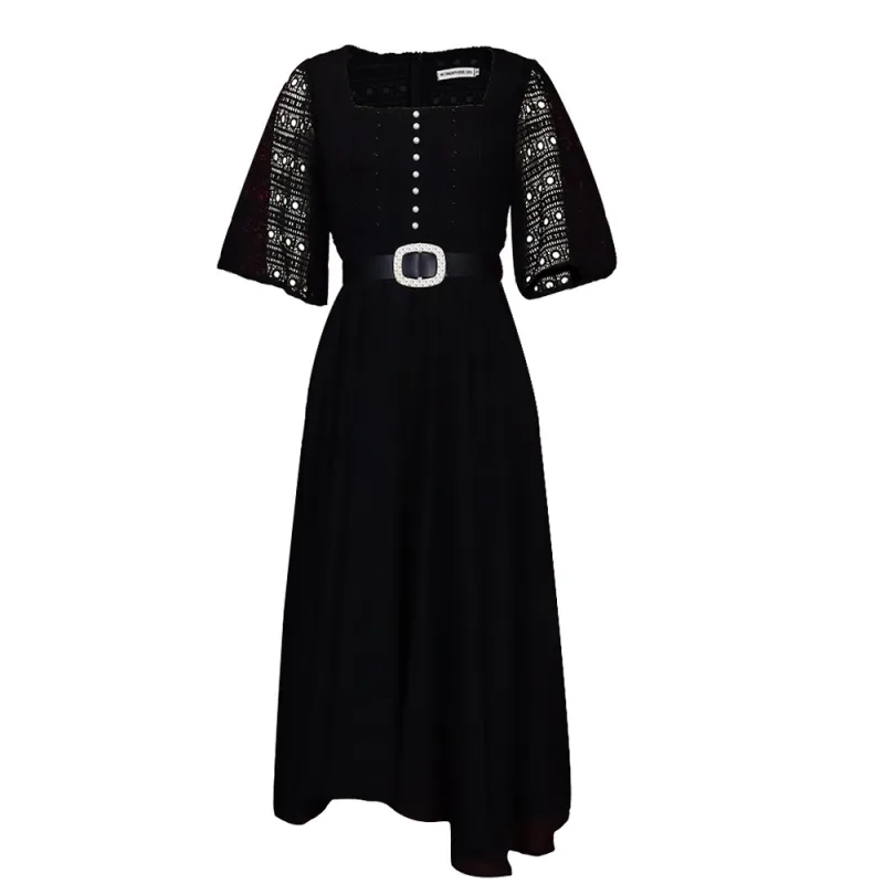 Fashionable Splicing Chiffon Beaded Lady Dress