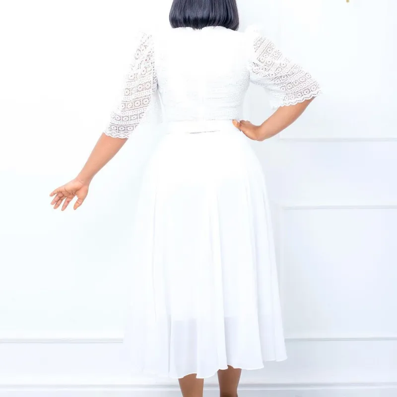 Fashionable Splicing Chiffon Beaded Lady Dress
