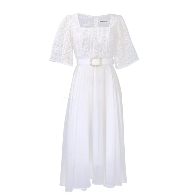 Fashionable Splicing Chiffon Beaded Lady Dress 02