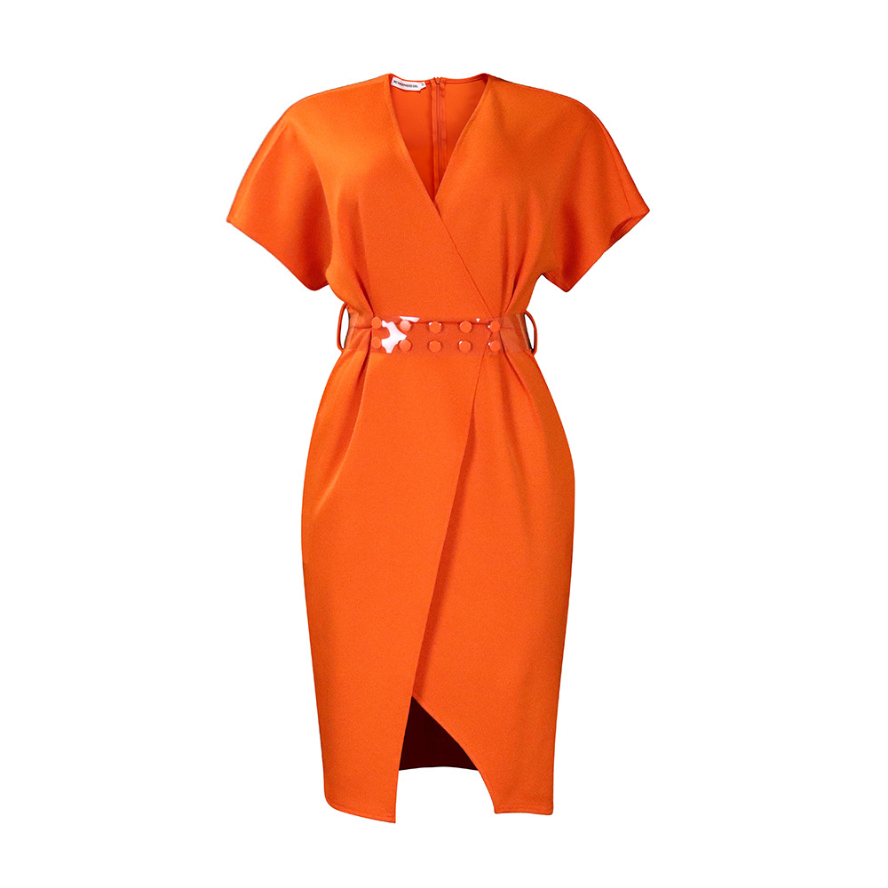 New Fashion V-Neck Sexy Slit Dress Dress