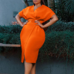 New Fashion V-Neck Sexy Slit Dress Dress