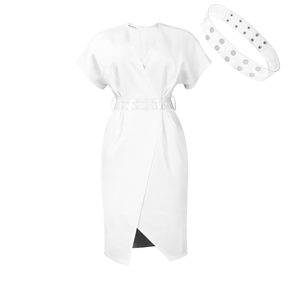 New Fashion V-Neck Sexy Slit Dress Dress