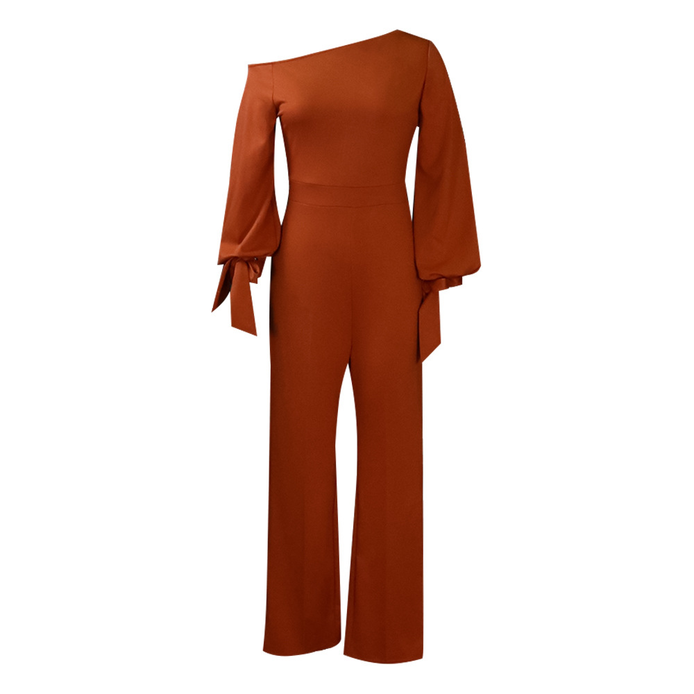 Off-The-Shoulder Casual High-Waist Wide-Leg Jumpsuit