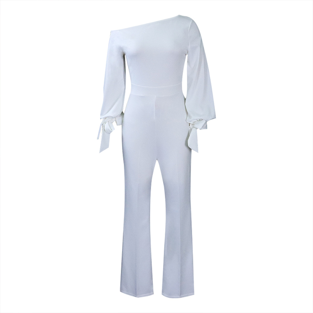 Off-The-Shoulder Casual High-Waist Wide-Leg Jumpsuit