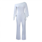 Off-The-Shoulder Casual High-Waist Wide-Leg Jumpsuit