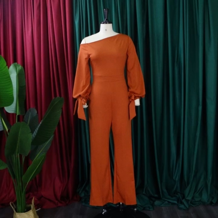 Off-The-Shoulder Casual High-Waist Wide-Leg Jumpsuit