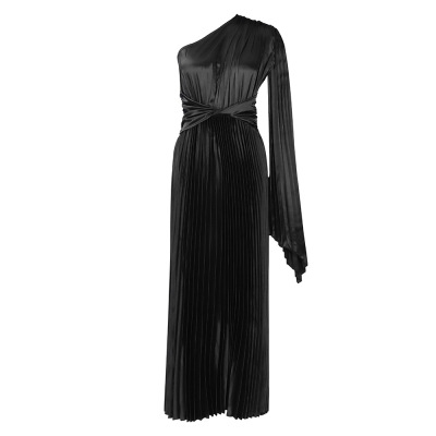 One-Shoulder Pleated Dress With Off-Shoulder Neckline And Waist 02