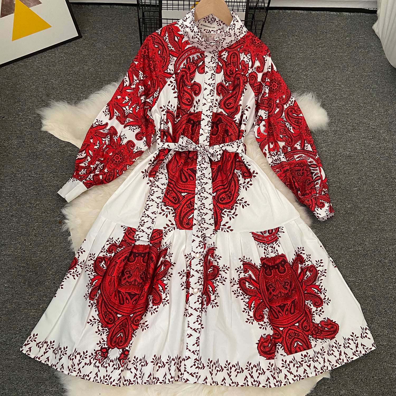 Printed Tie-Strap Swing Dress