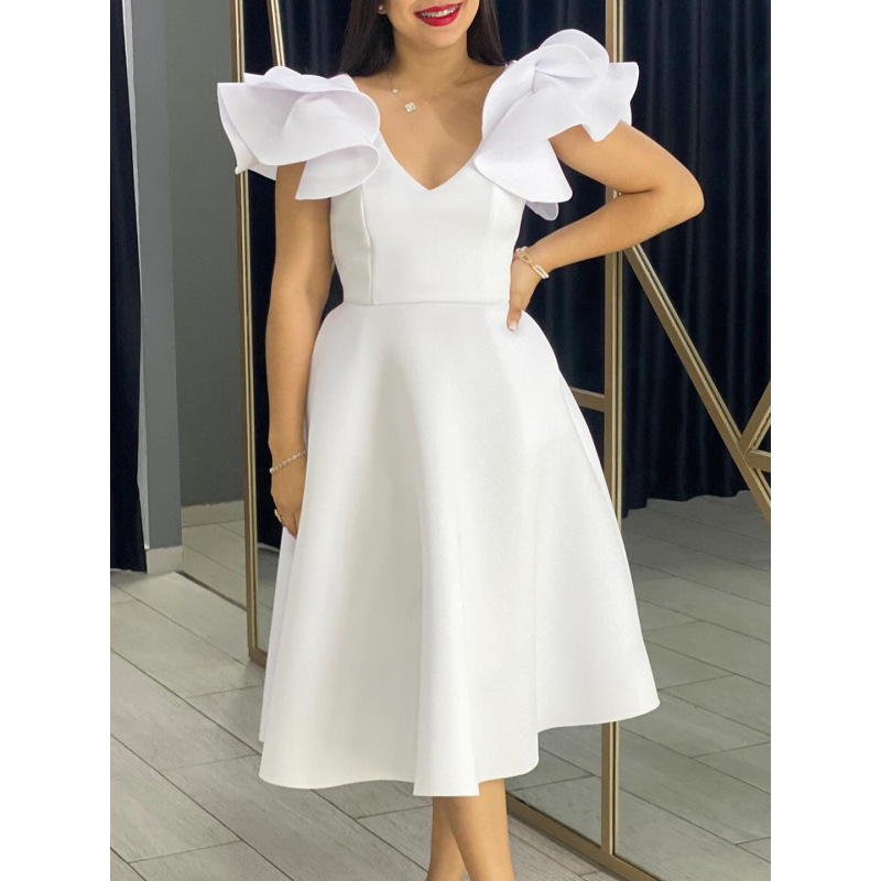 Ruffle High Waist A-Line Banquet Party Dress