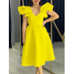 Ruffle High Waist A-Line Banquet Party Dress