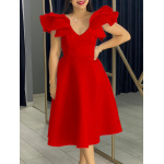 Ruffle High Waist A-Line Banquet Party Dress