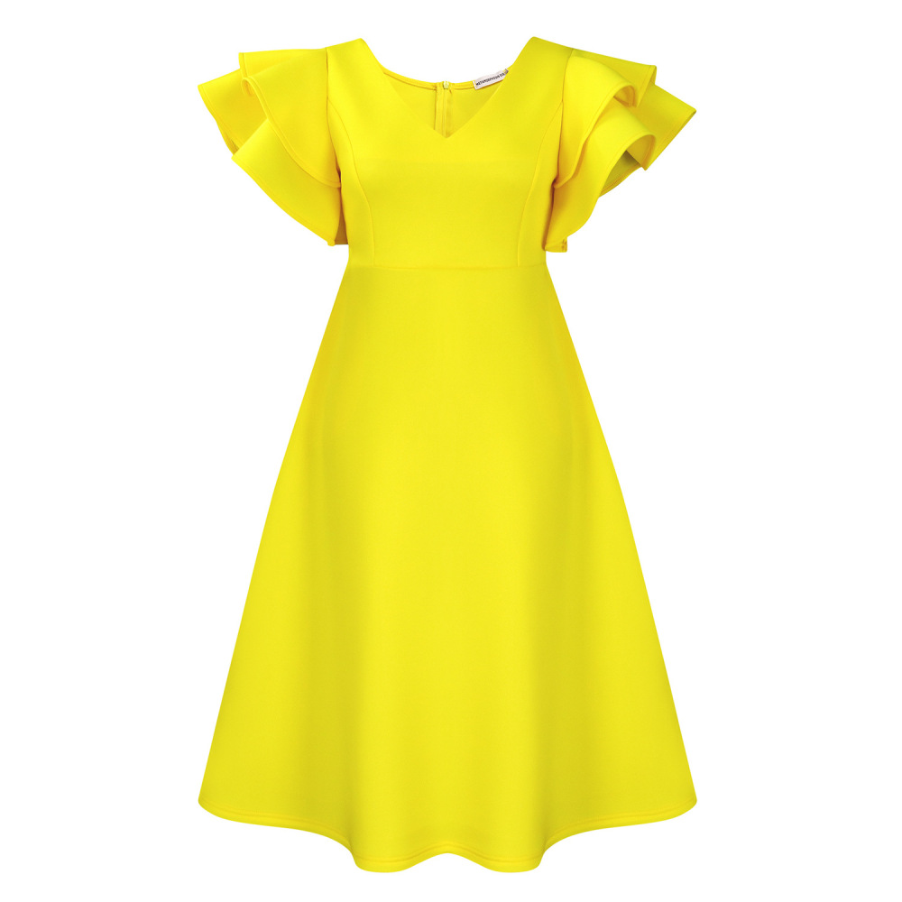 Ruffle High Waist A-Line Banquet Party Dress