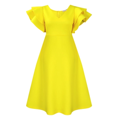 Ruffle High Waist A-Line Banquet Party Dress 02