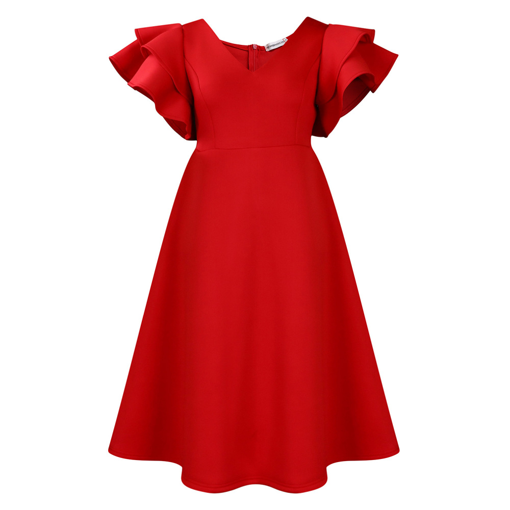 Ruffle High Waist A-Line Banquet Party Dress