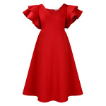 Ruffle High Waist A-Line Banquet Party Dress