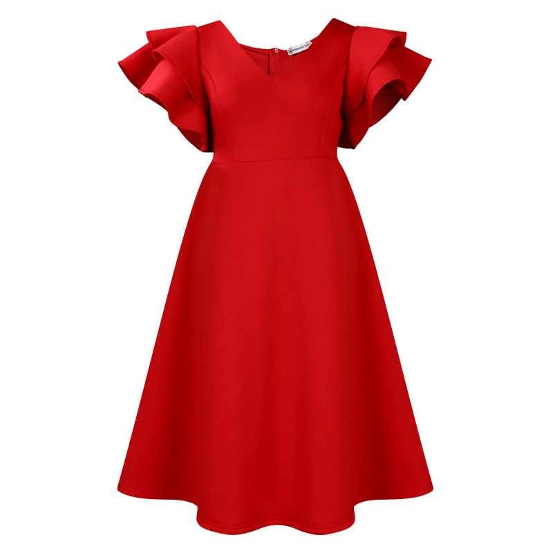 Ruffle High Waist A-Line Banquet Party Dress