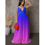 Sexy Halter Backless Dress With Gradient Color