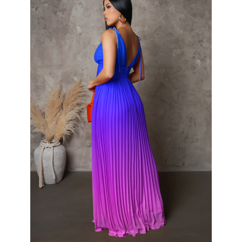 Sexy Halter Backless Dress With Gradient Color