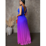 Sexy Halter Backless Dress With Gradient Color