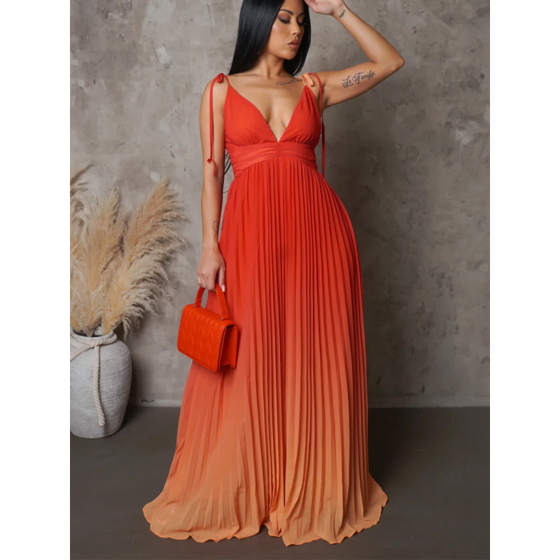 Sexy Halter Backless Dress With Gradient Color