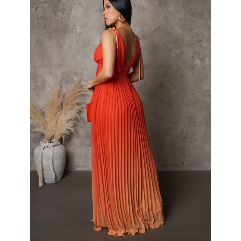 Sexy Halter Backless Dress With Gradient Color
